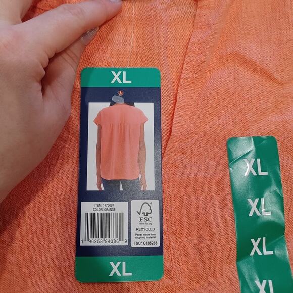 Splendid XL Linen Viscose Blend V Neck Top - Picture 4 of 7